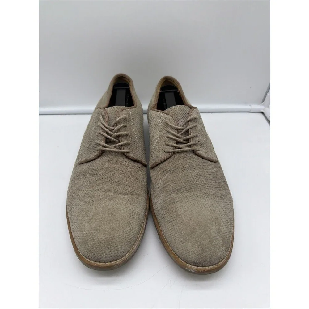 Saks 5th Avenue “Blue” Men’s Taupe Suede Textured Leather Shoes Size 9 1/2 M